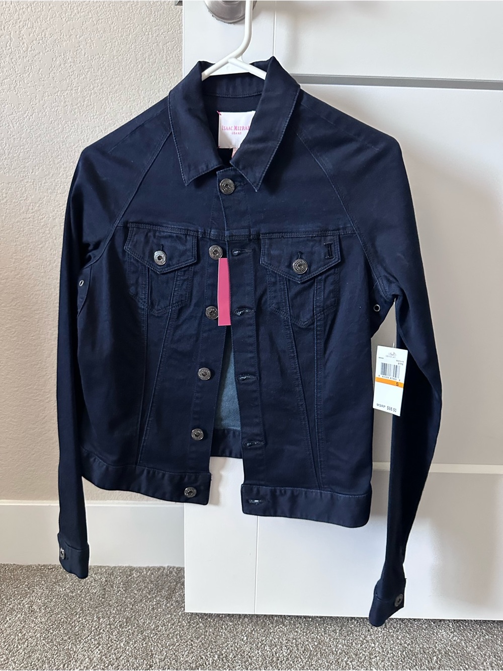 NWT Isaac Mizrahi Jeans Santa Fe Dark Navy Denim Jacket — Size S